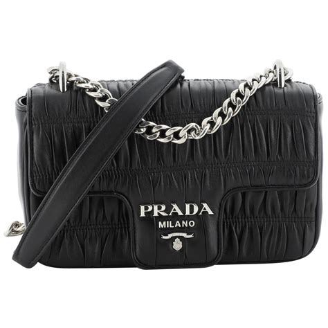 prada nappa leather shoulder bag|Prada gaufre flap shoulder bag.